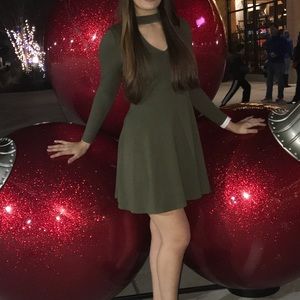 Hollister Army Green Long Sleeve Short Dress